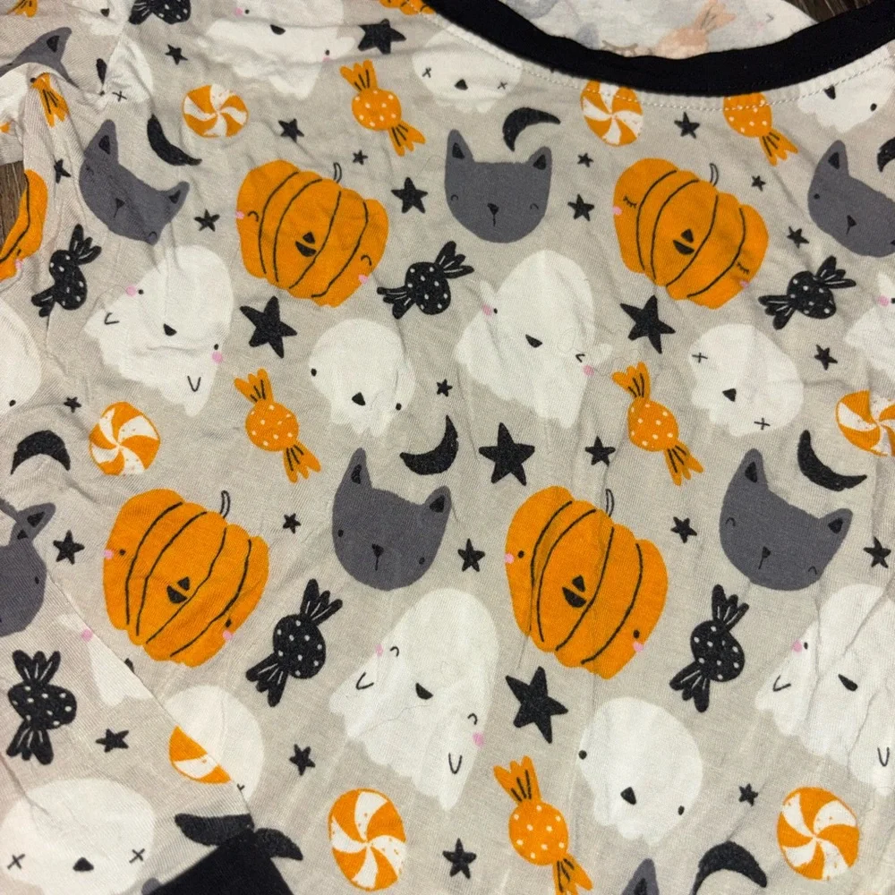 Little Sleepies Bamboo Halloween Pumpkin & Cat Pajama Set - Orange/Gray